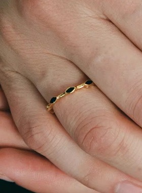 HORIZON系列Eye Loop戒指轻奢原创设计925银厚镀金珐琅日常穿搭