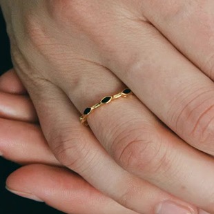 HORIZON系列Eye Loop戒指轻奢原创设计925银厚镀金珐琅日常穿搭