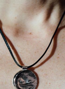 皮革链925银厚镀金手捏肌理