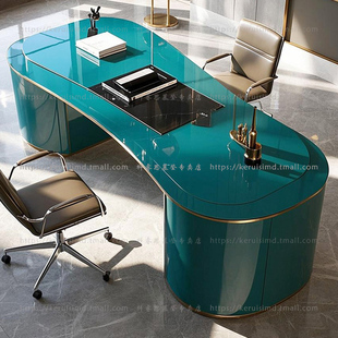 办公桌轻奢高级感现代简约女士老板桌烤漆董事长小蛮腰总裁桌定制