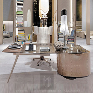 时尚 总裁桌 岩板老板桌现代设计感 意大利个性 大理石1.8米办公桌