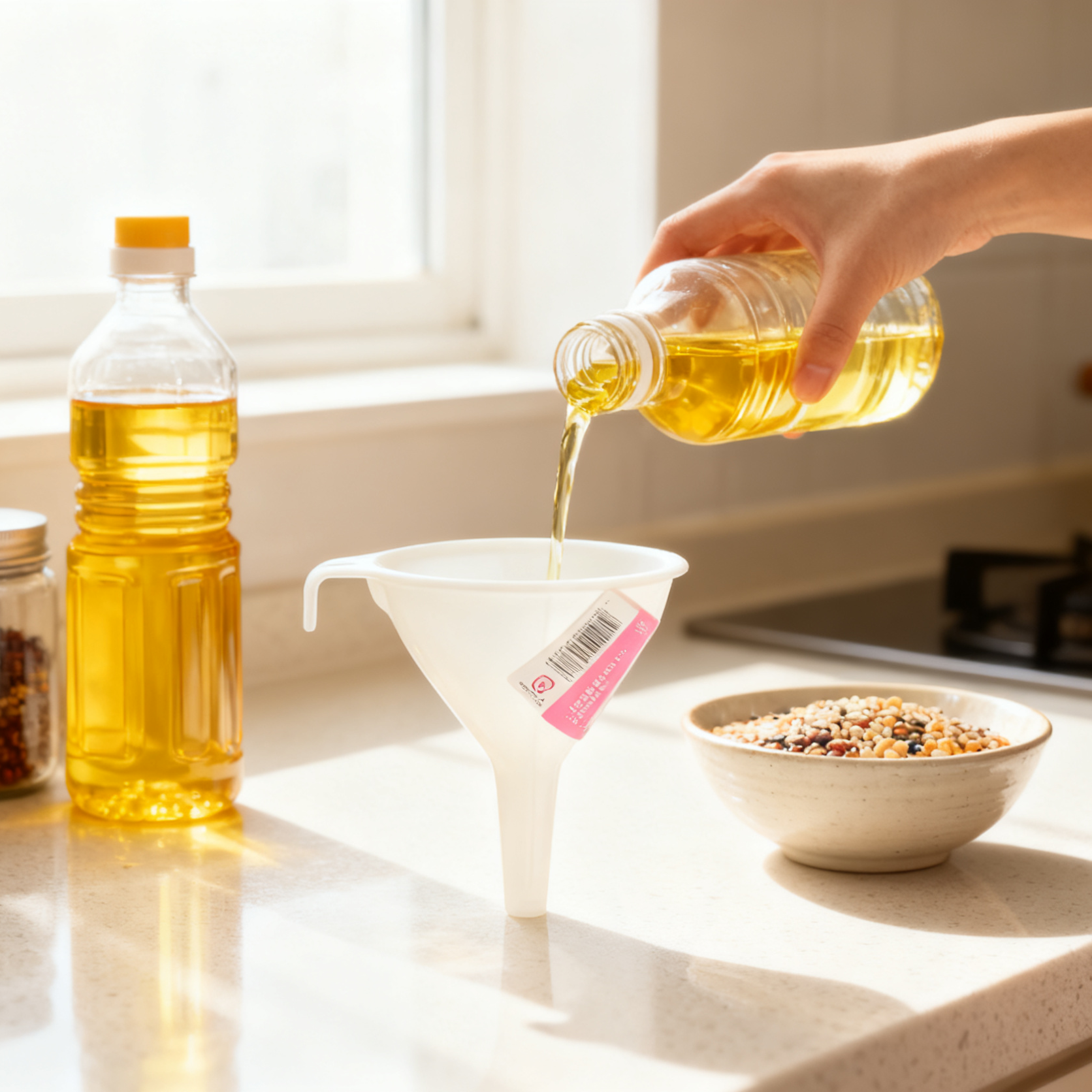 日本原装进口漏斗1cm口径厨房家用树脂分装器小号倒油工具