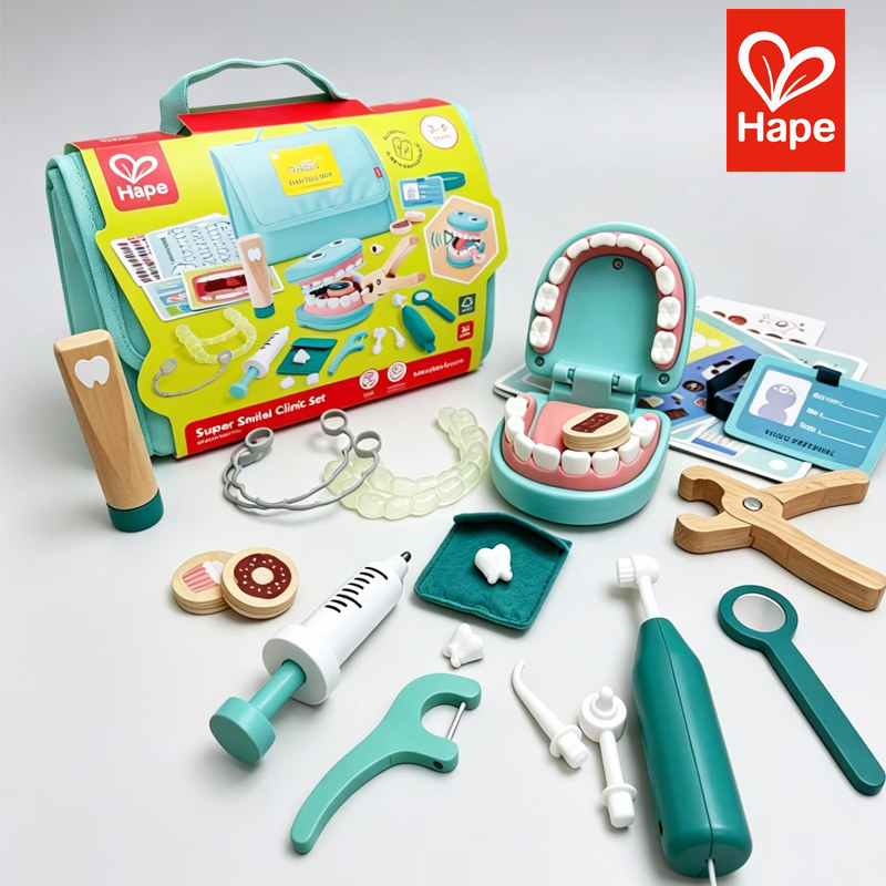 Hape医生套装萌医趣味诊疗套装儿童过家家玩具仿真医生扮演听诊器图片