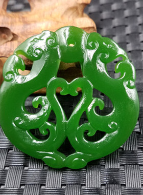 高档精美仿天然玉石仿古凤凰挂件仿和田玉碧玉时来-挂件镂空