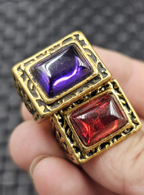 冰种宝蓝色锆石平安牌玉石戒指