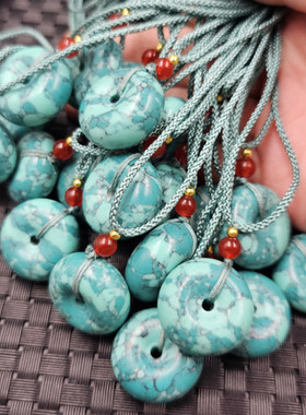 包邮优化绿松石平安扣玉石挂件