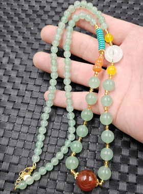 东陵玉圆珠玉石项链新疆白玉扣