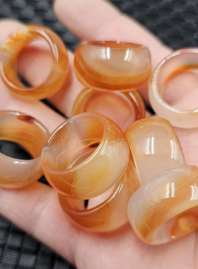 冰种红玛瑙加宽玉石戒指