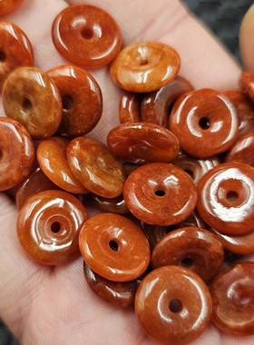 翡翠玉红翡平安扣玉石挂件