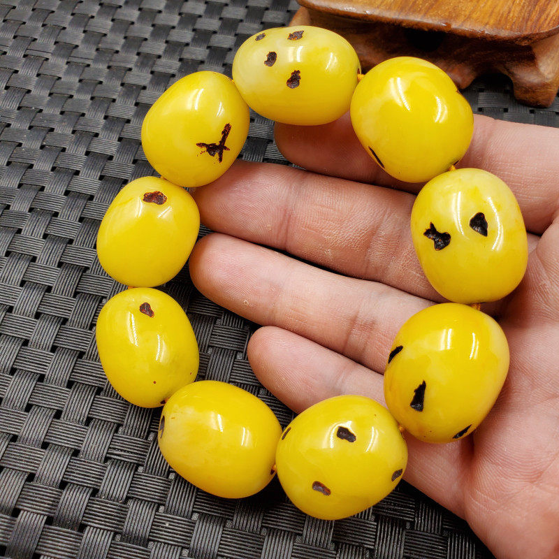 饰品手链仿蜜蜡桶珠手链鸡油黄蜜蜡路路通手链男女款手串