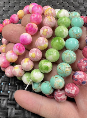 雨彩石10毫米圆珠手链玉手串