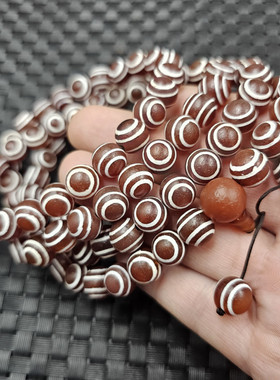 藏式包浆两眼天珠玉石手链