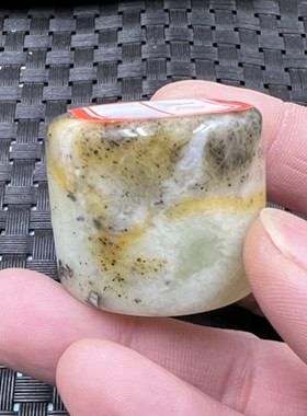 文玩扳指玉石扳指华玉扳指黄色玉扳指俏色扳指实物拍照戒指手饰