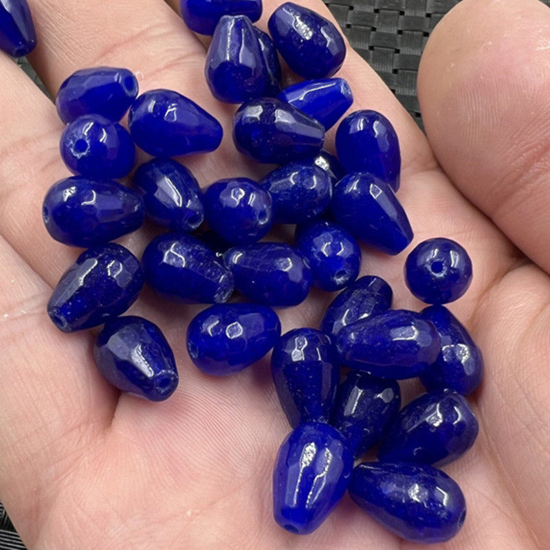 宝蓝色猫眼石水滴散珠配件珠子