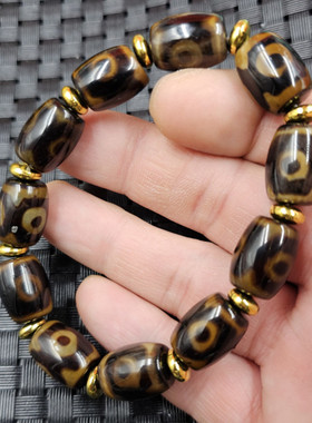 深透玛瑙三眼天珠玉石手链