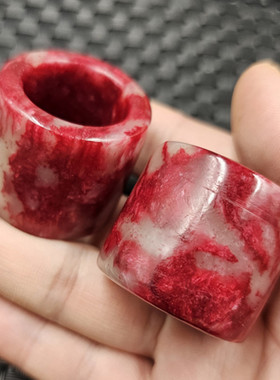 鸡血红玉石扳指加宽大号
