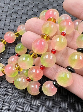 水蜜桃石英岩玉手链玉手串