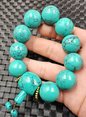 20毫米优化绿松石圆珠玉石手链