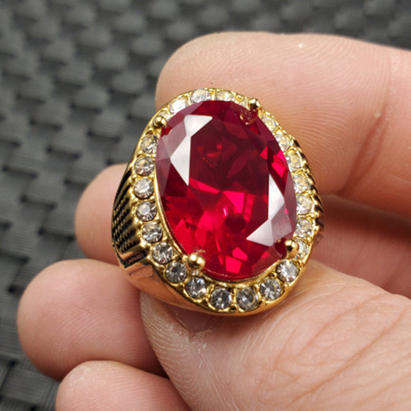 时尚百搭冰种红钢石戒指石榴石切面戒指椭圆镶钻戒指饰品戒指指环