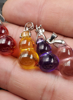 饰品吊坠冰种锆石葫芦挂件宝蓝色葫芦吊坠鸡血红立体葫芦吊坠项坠