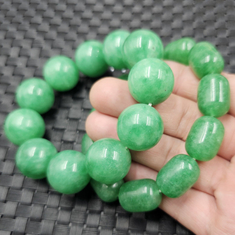 包邮翡翠干青圆珠玉石手链