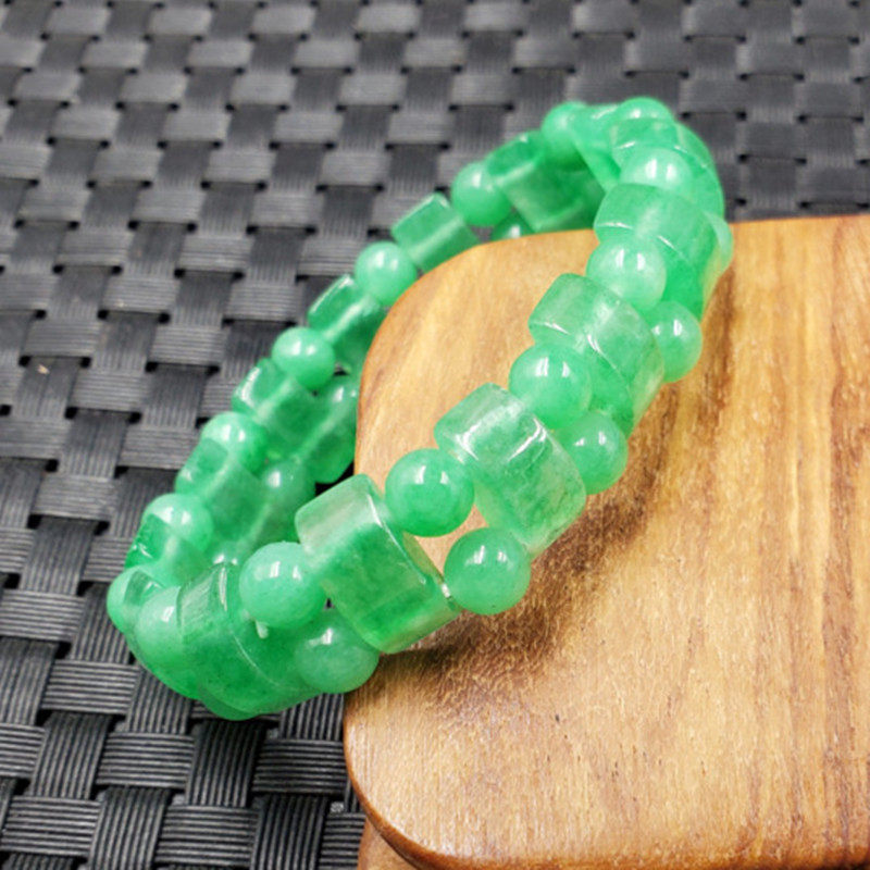 饰品手链天然玉石台湾碧玉平安牌手链绿色石英岩玉手链玉手链手串