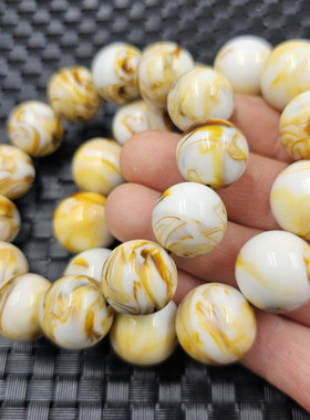 荧光浮盐水蜜蜡圆珠手链人造黄花蜜蜡20毫米手链男女同款手链手串