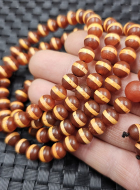 包浆红玛瑙线型天珠圆珠玉手链