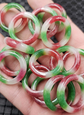 翡翠玉干青玉石戒指白底青