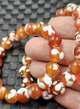 包邮雪花玛瑙圆珠玉石手链