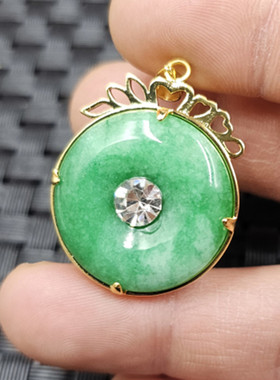 翡翠玉干青平安扣玉石挂件