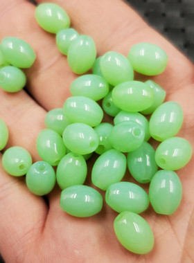 仿玉石散珠绿色玻璃米珠散珠果绿色散珠椭圆形路路通散珠配件珠子