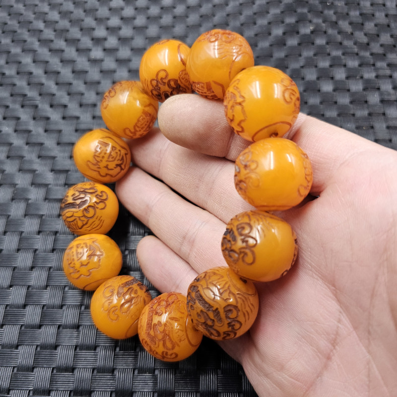 荧光浮盐水蜜蜡貔貅圆珠手链人造鸡油黄蜜蜡做旧手链仿古手串手饰,家居饰品,其他工艺饰品,淘宝优惠券,粉丝福利购,淘宝优惠卷