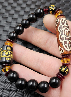 铜钱天珠路路通玉石手链