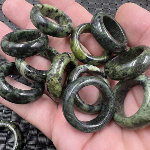 藏玉蛇纹石玉戒指手饰指环