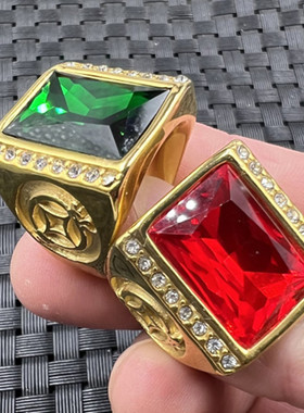 玉石戒指冰种锆石戒指鸡血红锆石切面戒指墨色锆石镶钻戒指天蓝色