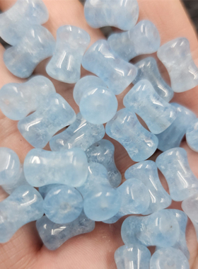 海蓝色竹节玉石散珠蓝色石英岩玉
