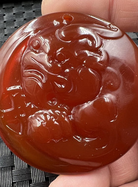 包邮冰种红玛瑙貔貅玉石挂件