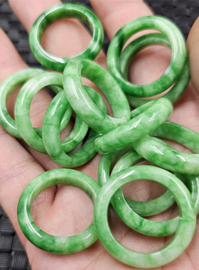 翡翠玉干青玉石戒指白底青