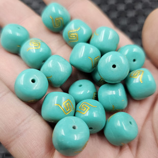 仿绿松石回纹闪电老型珠仿玉石散珠天河蓝路路通桶珠手链饰品配件
