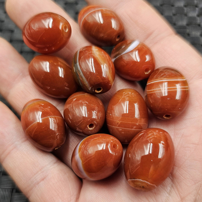 红缠丝玛瑙米珠玉石散珠