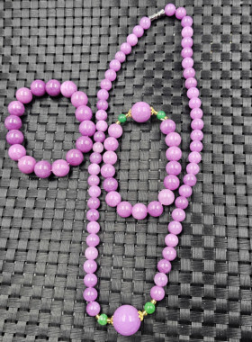 包邮翠玉紫罗兰圆珠玉石手链