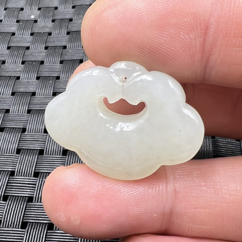 玉石挂件新疆和田玉如意锁挂件白玉宝宝锁吊坠玉如意项链坠玉坠