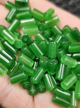 碧绿色桶珠玉石散珠菠菜绿阳绿