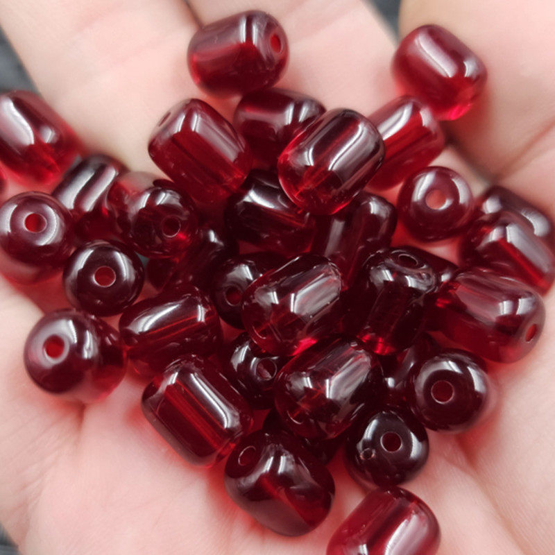 半透明血泊路路通散珠人造琥珀蜡桶珠手链项链饰品配件珠子手工珠