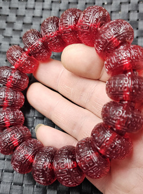 荧光浮盐水血泊平安扣手链人造琥珀回纹珠算珠手链男女同款手链