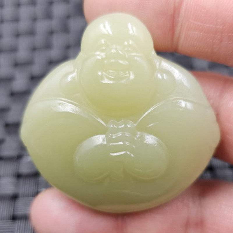 包邮新疆和田白玉佛玉石挂件青白色方解石玉佛吊坠女款项链坠玉坠