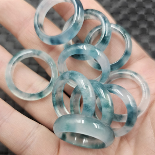蓝飘花玉石戒指冰种戒指