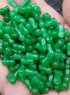 玉石散珠翠玉干青花瓶散珠鸡血红花瓶散珠豆绿色散珠手链项链珠子