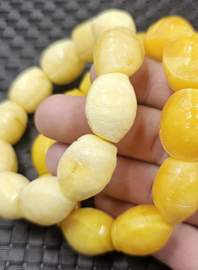 荧光浮盐水蜜蜡龟壳手链